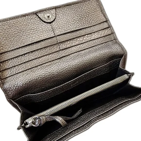 CHLOE Paddington Leather Wallet Purse Metallic Gold w/ Box & Card